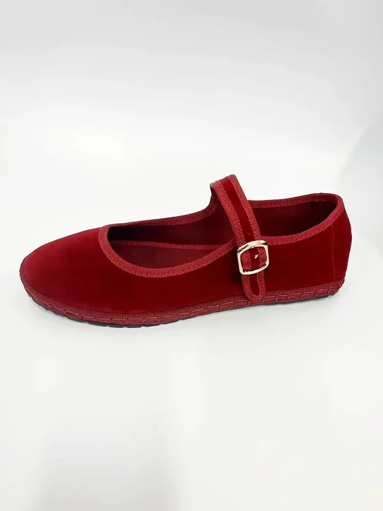 Velvet Ballet Flats for Women – Elegant & Comfortable Mary Jane Design - Image 2