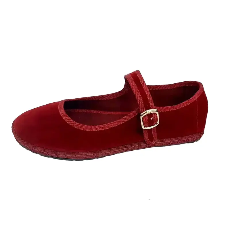 Velvet Ballet Flats for Women – Elegant & Comfortable Mary Jane Design - Image 3
