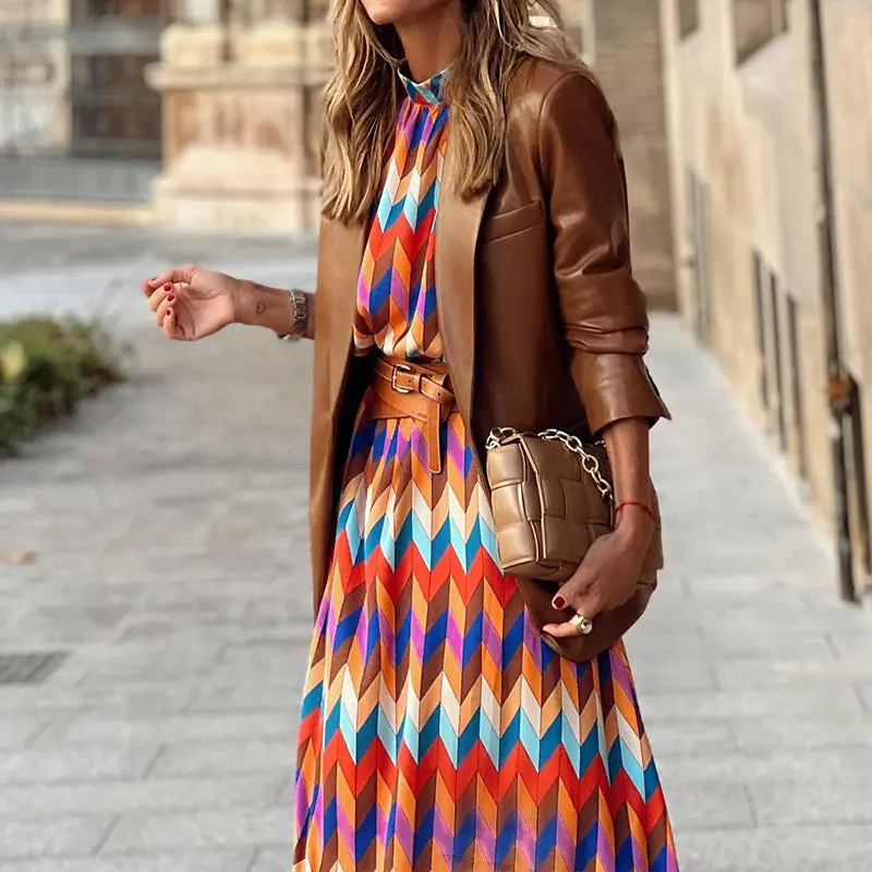 Vibrant Print Midi Dress for Women – Effortless Elegance for Summer Days - Image 2