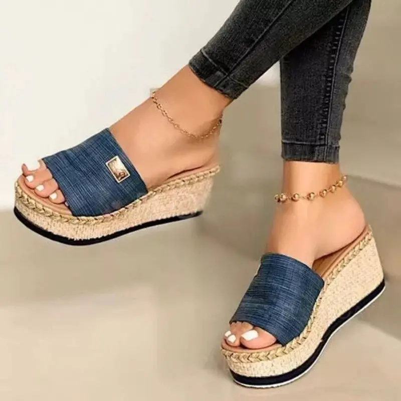 Woven Jute Wedge Sandals for Women – Stylish & Comfortable Slip-On Design - Image 4